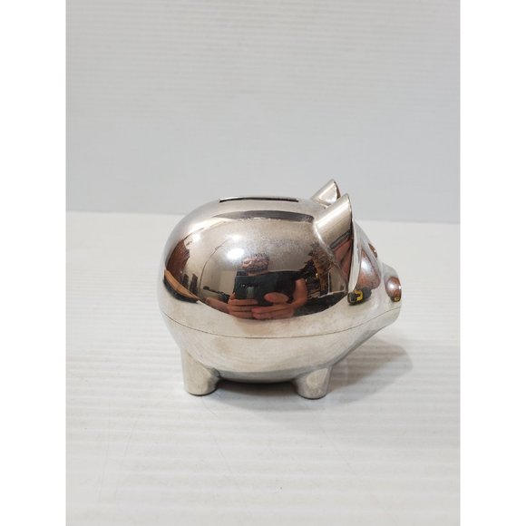 vintage metal PIGGY BANK with/ Curled Tail Vintage Guild metal Vintage P… - Picture 5 of 10